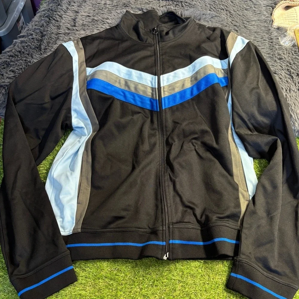 SF 415 Mens‎ Full Zip Track Jacket XXL Black Blue Gray Athletic